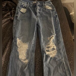 Panda Express Wide Leg ripped jeans